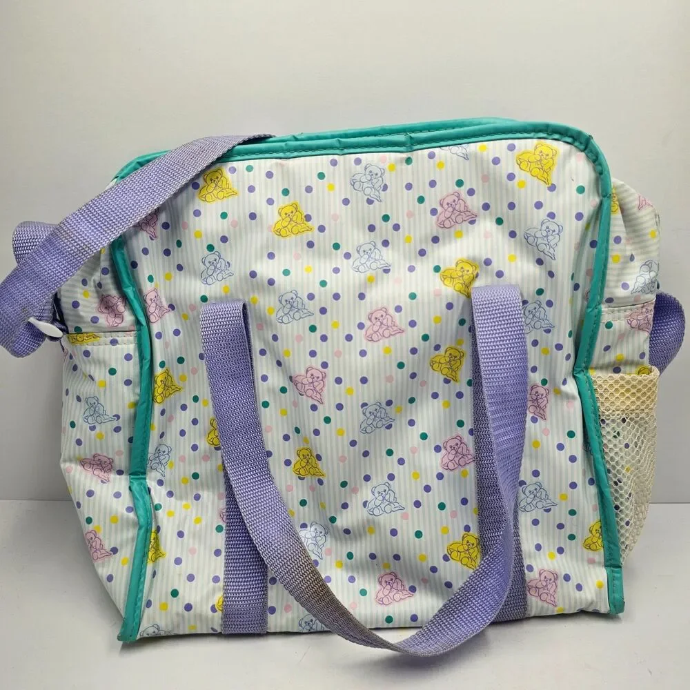 Vintage Vinyl Ross Pediatrics Similac Diaper Bag Teddy Bears Pastel 90s Straps